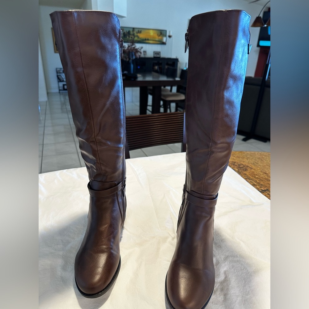 Brown knee high boots